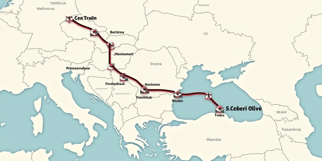 a map of the route of the train from the airport to the airport in the us and the location of the ai