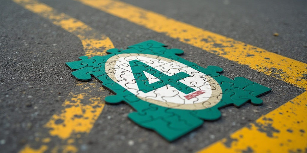 a number four sign laying on the ground next to a street sign that says 4 on it and yellow markers,