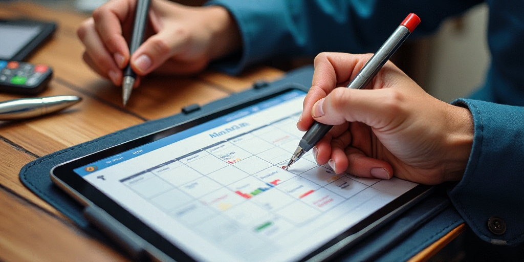 a person is writing on a calendar on a tablet with a pen and a marker in their hand,, Edi Rama, extr