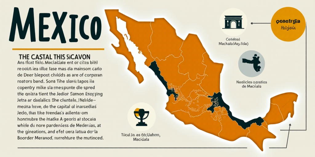 a poster with a description of the different areas of mexico and the country's capital, including th