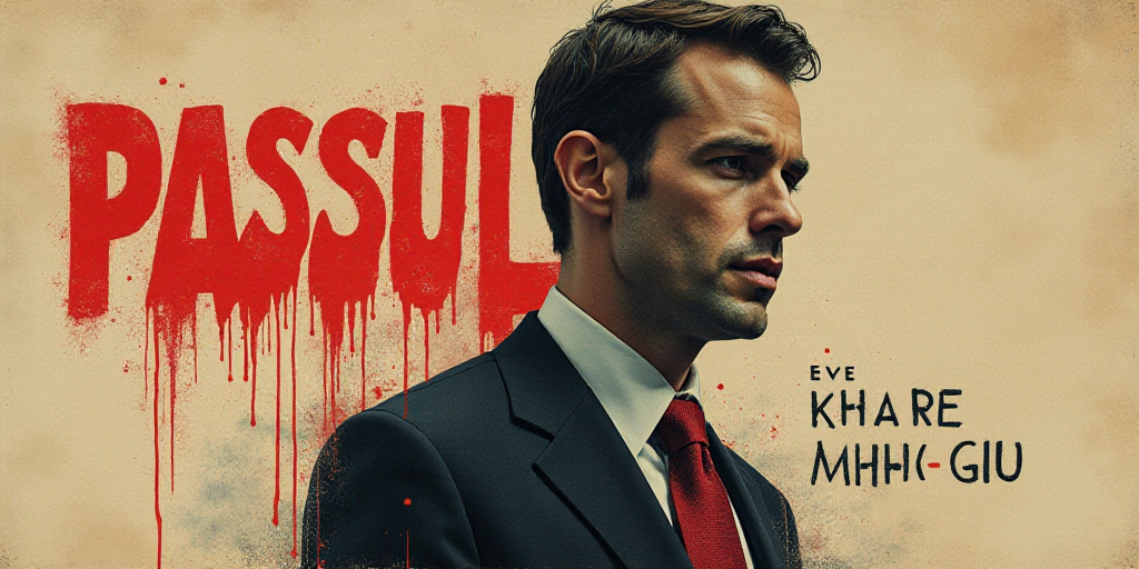 a poster with a picture of a man in a suit and tie on it, and the words,'passul hemadze meragld, Arn