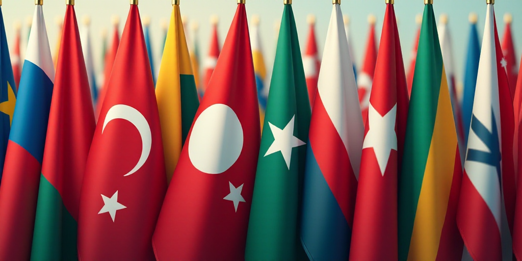 a row of flags with the flags of different countries in the background of the image, the flag of the