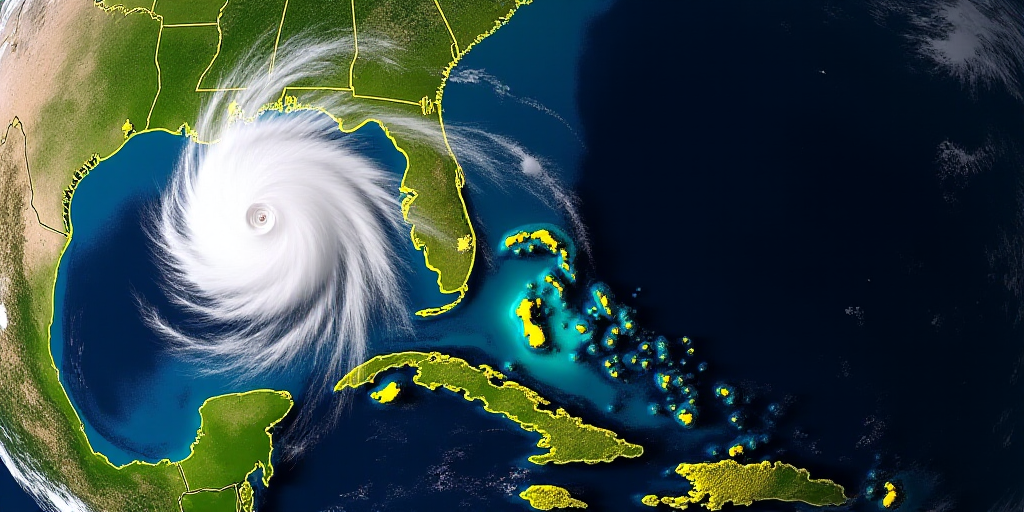 a satellite image of a hurricane in the atlantic with yellow dots indicating the path of the hurrica