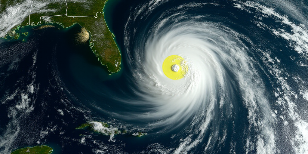a satellite image of a tropical cyclone in the atlantic region of cuba, with a yellow circle indicat