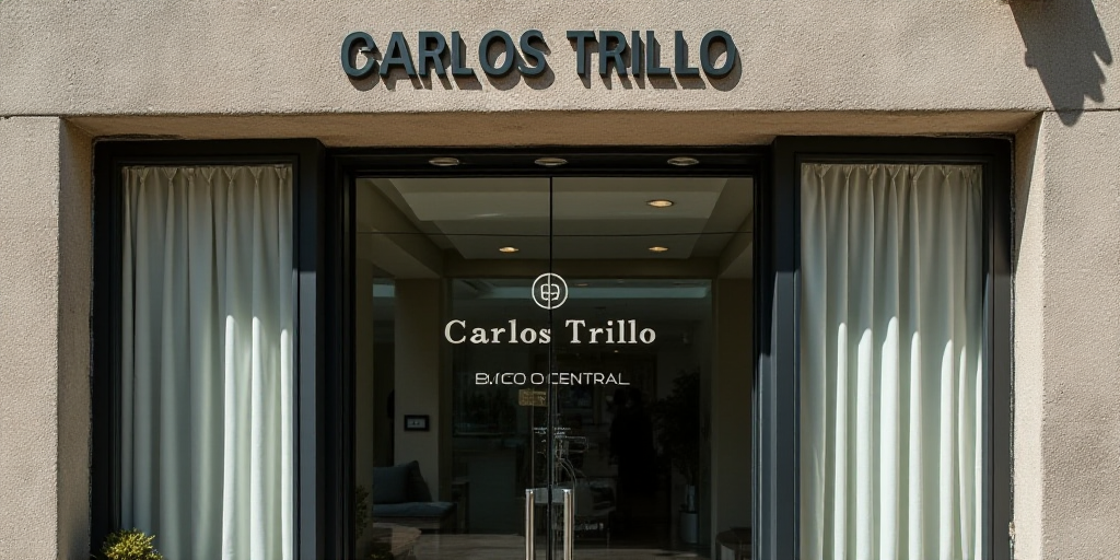 a sign on a building that says banco central do brasill on it's glass front door, Carlos Trillo Name