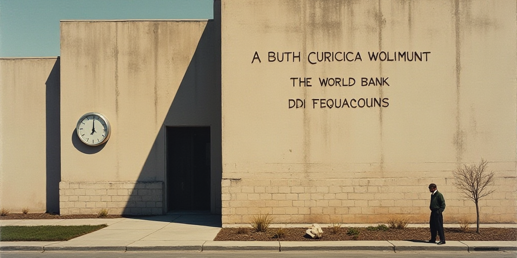 a sign on the side of a building that says the world bank on it's side and a clock on the wall, Albe