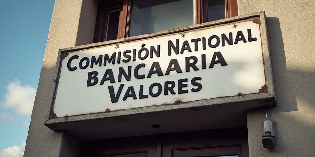 a sign on the side of a building that says comision national bancaria y valores on it, Dionisio Baix