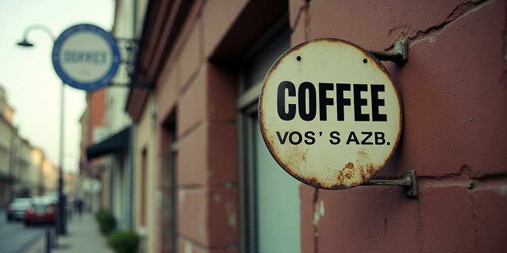 a sign that is on the side of a building that says coffee competerinaia economica and constion, Edua