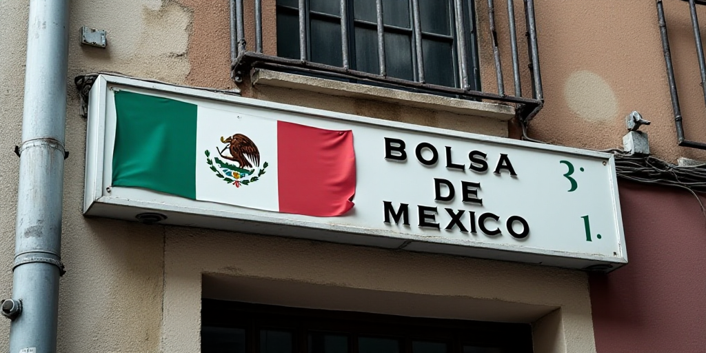 a sign that is on the side of a building that says la bolsa de mexico on it, Aquirax Uno, ignacio fe