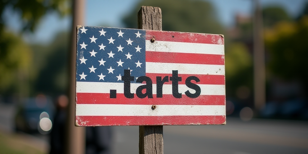a sign with the word tarifs written on it and an american flag on it, with the word tarifs written o