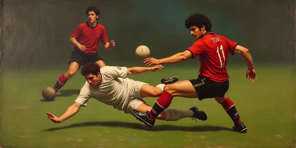a soccer player is diving for the ball while another player is diving for the ball in front of him,