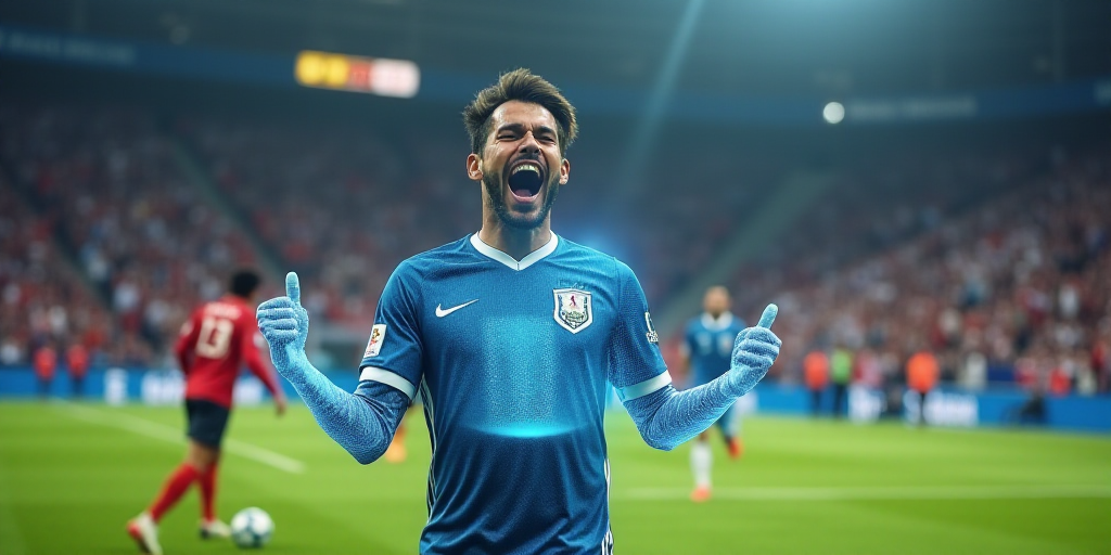 a soccer player is excited about his goal during a game against the united states of america on a so