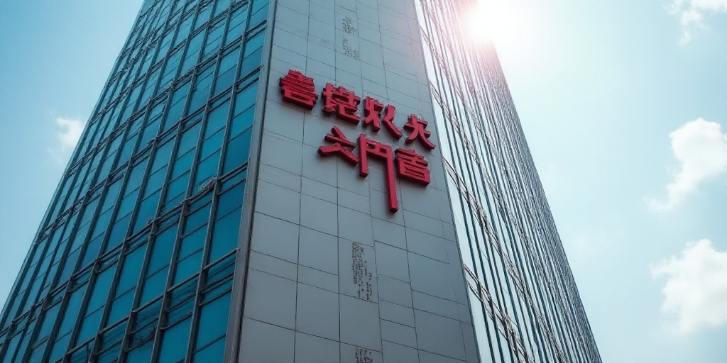 a tall building with a sign on the side of it that says, china bank, in a foreign language, An Gyeon