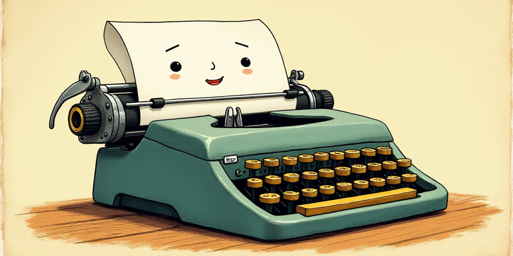 a typewriter with a face drawn on it and a caption for the words opinion and a question, Edward Otho