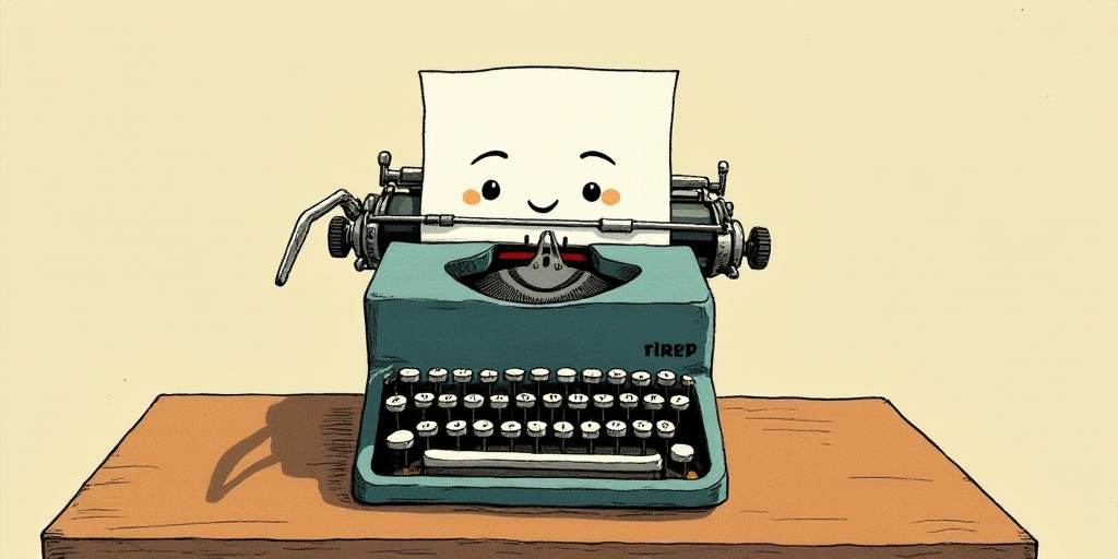 a typewriter with a face drawn on it and a caption for the words opinion and a question, Edward Otho