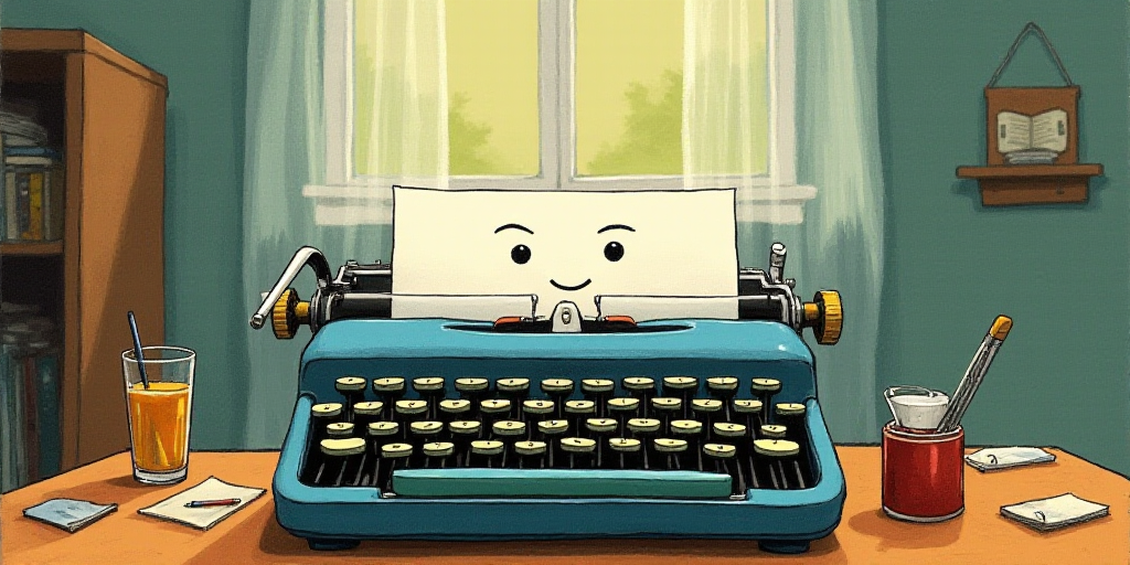 a typewriter with a face drawn on it and a caption for the words opinion and a question, Edward Otho