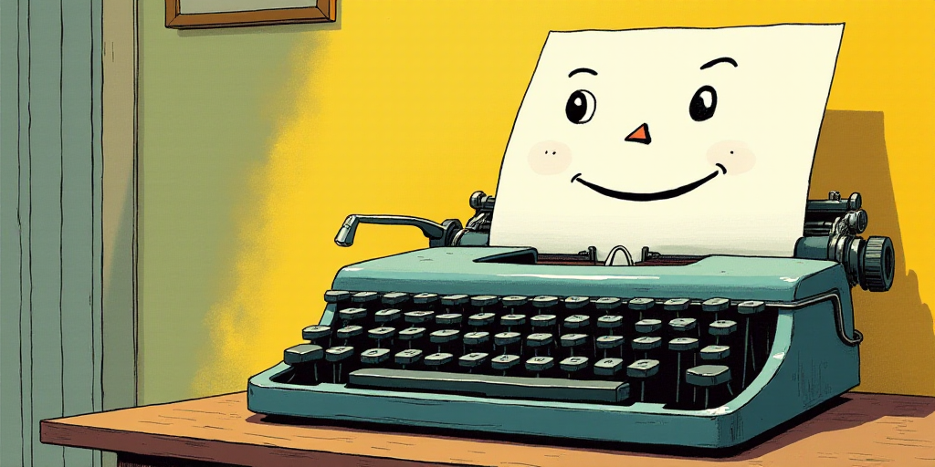 a typewriter with a face drawn on it and a caption for the words opinion and a question, Edward Otho