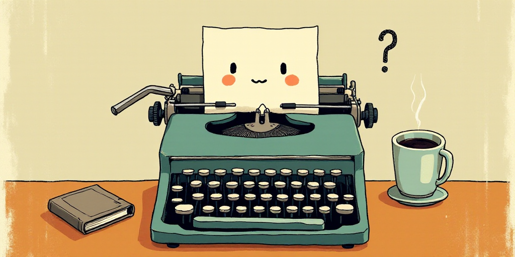 a typewriter with a face drawn on it and a caption for the words opinion and a question, Edward Otho