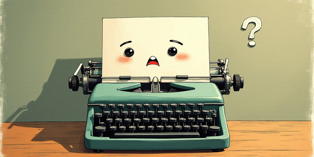 a typewriter with a face drawn on it and a caption for the words opinion and a question, Edward Otho