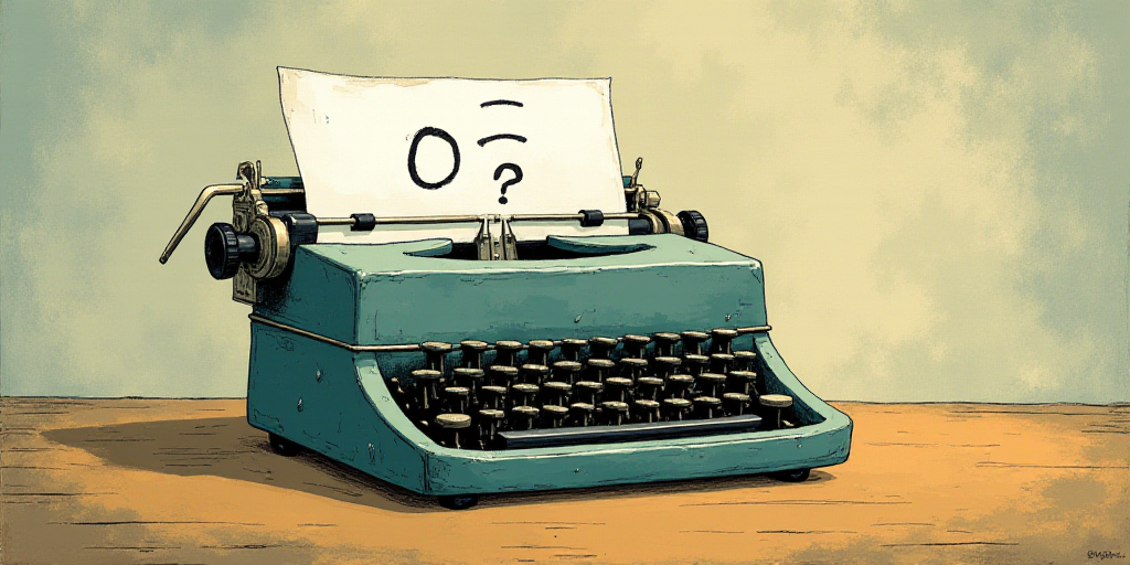 a typewriter with a face drawn on it and a caption for the words opinion and a question, Edward Otho