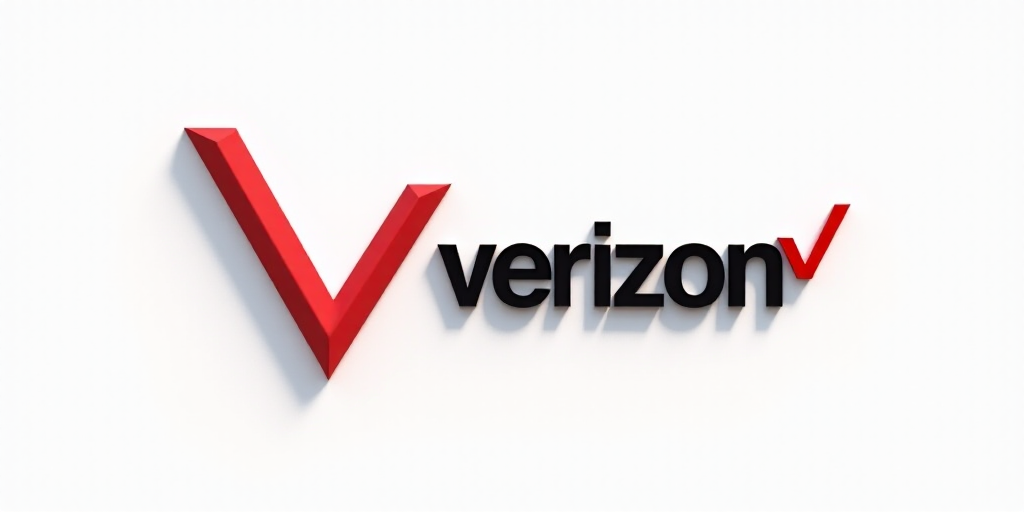 a verizon sign is shown on a white background with red and black lettering on it and a red check mar