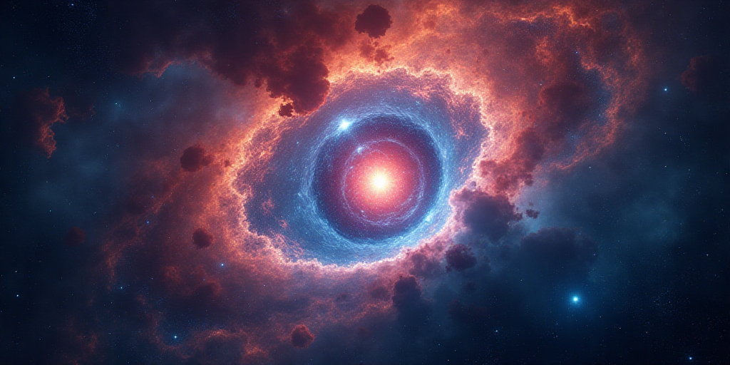a very colorful and colorful star in the sky with stars around it and a blue and red star in the cen