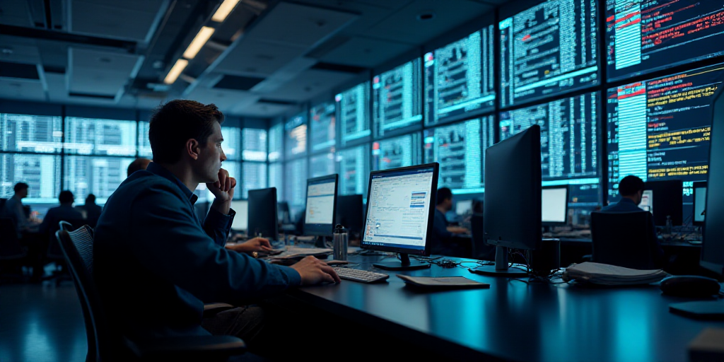 a view of a stock market with people working on their computers and on their phones and on their pho