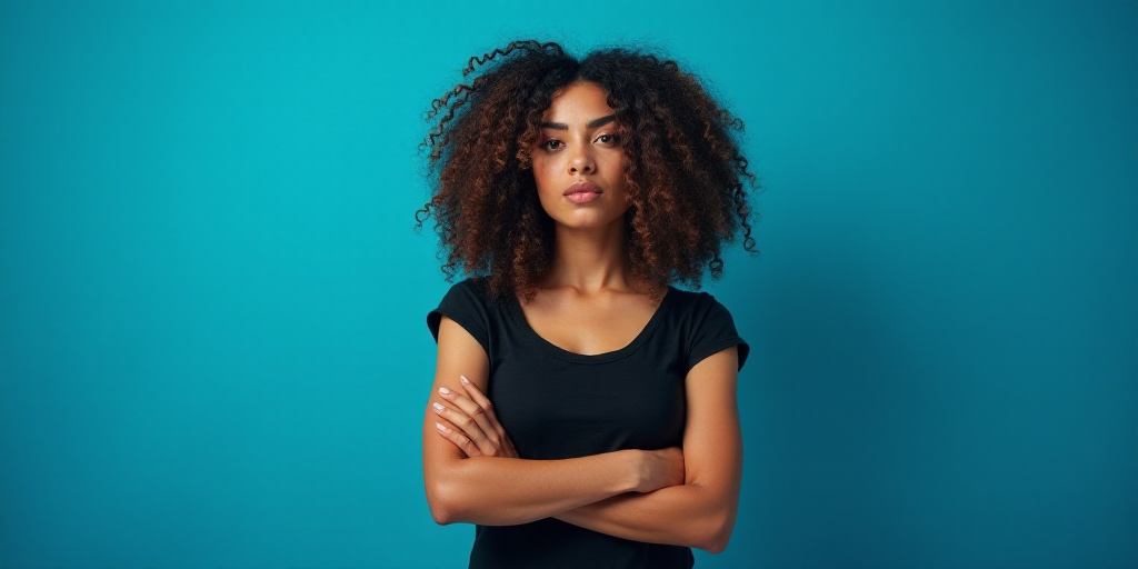 a woman with her arms crossed in front of a blue background with the words dra, carmen amezua, Ameli