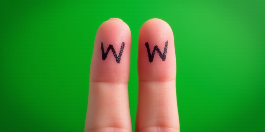 two fingers with drawn faces on them with the words w and w on them, with a green background, Andrie