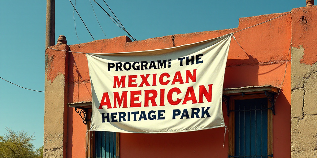 a banner hanging from the side of a building with a sign on it that says program of the mexican amer