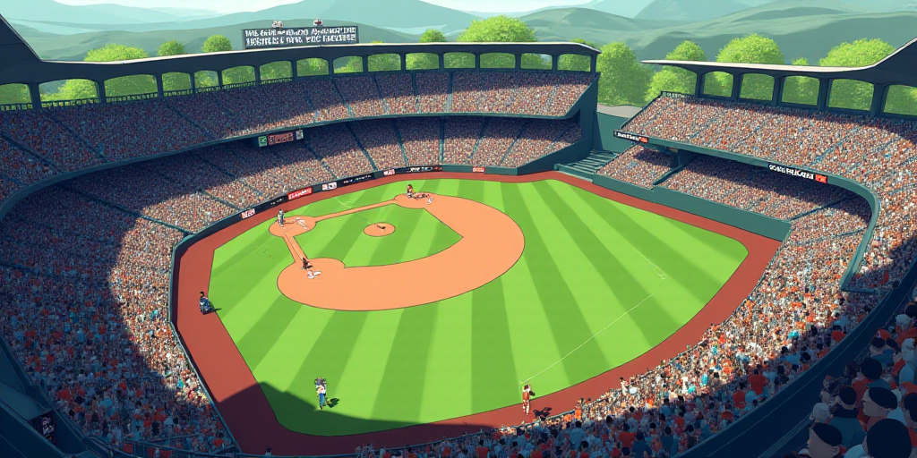 a baseball field with a lot of people on it and a lot of stands in the background with a lot of peop