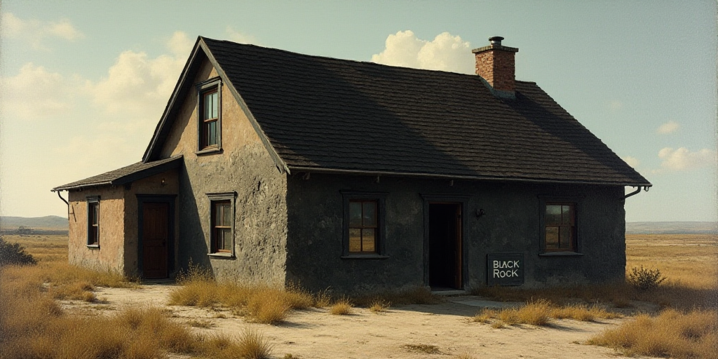 a black rock building with a sign on the front of it that says black rock on the side of the buildin