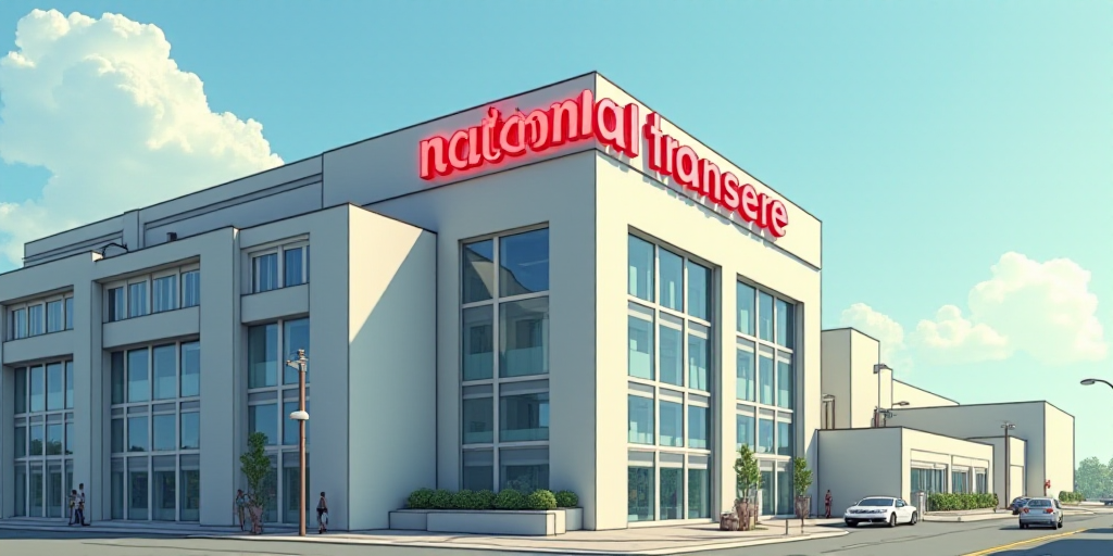 a building with a sign on top of it that says national transsere on the side of it, Florence Engelba