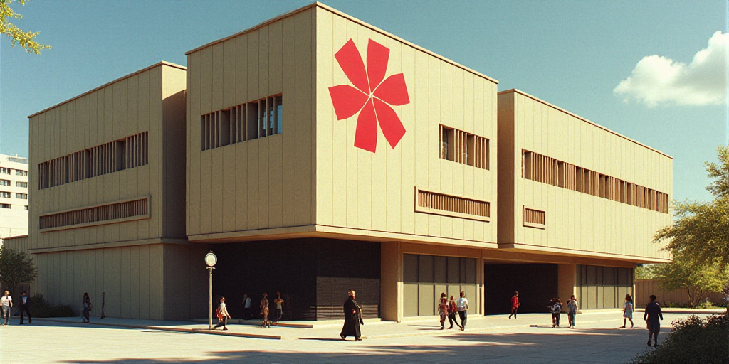 a building with a sign that says the national health service on it's side and people walking by, Dav