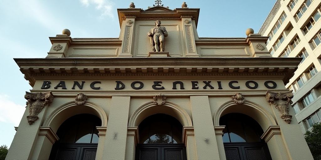 a building with a statue of a man on the front of it and a sign that says banco de mexico, Carlos Fr