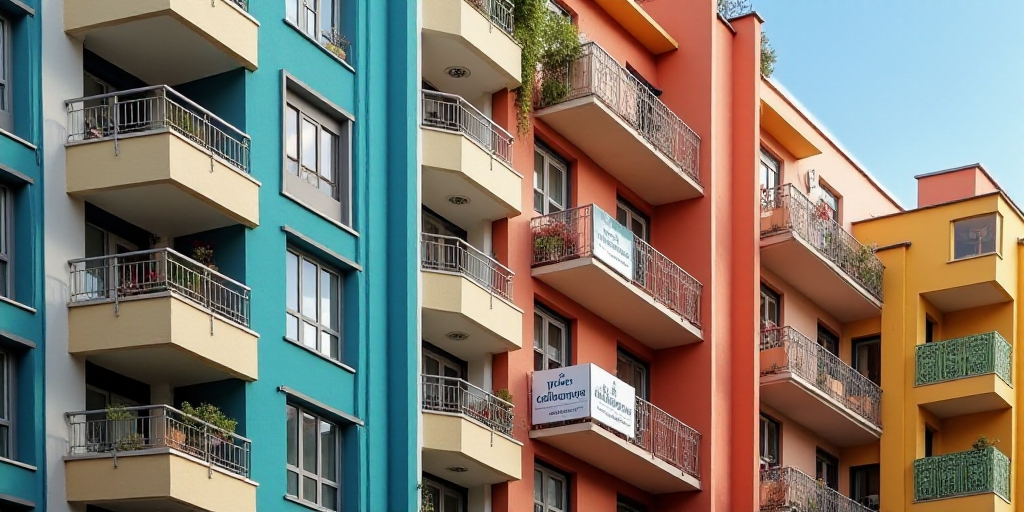 a building with balconies and balconies on the balconies and a sign on the balconies, Ceferí Olivé