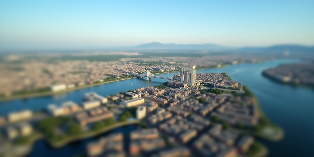 a city with a bridge and a bridge over it with a sky line above it and a city below, Aquirax Uno, bl