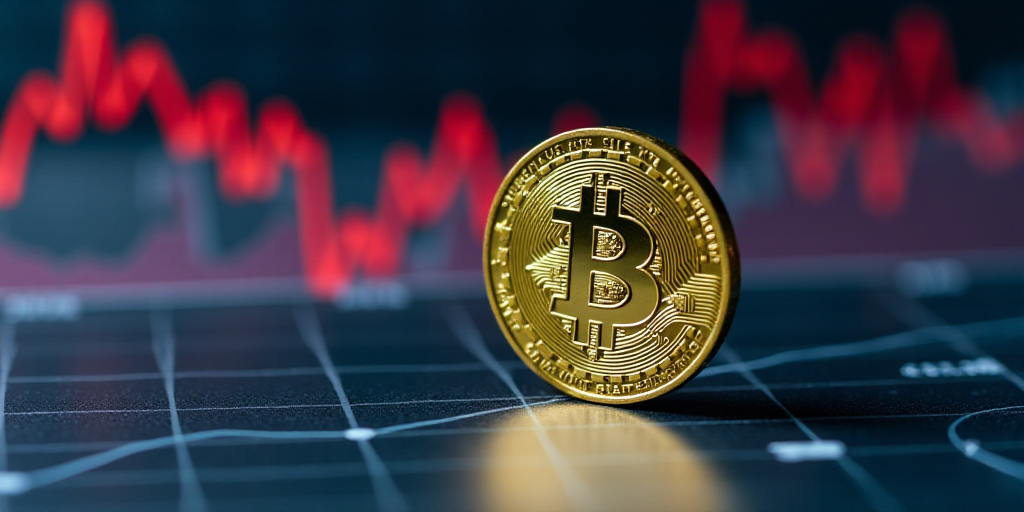 a close up of a coin on a table with a graph in the background and a red line going up, Aquirax Uno,
