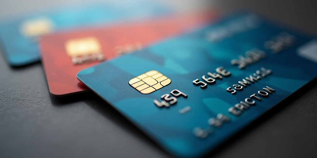 a close up of a credit card with a blurry background of other credit cards in the background,, Andri