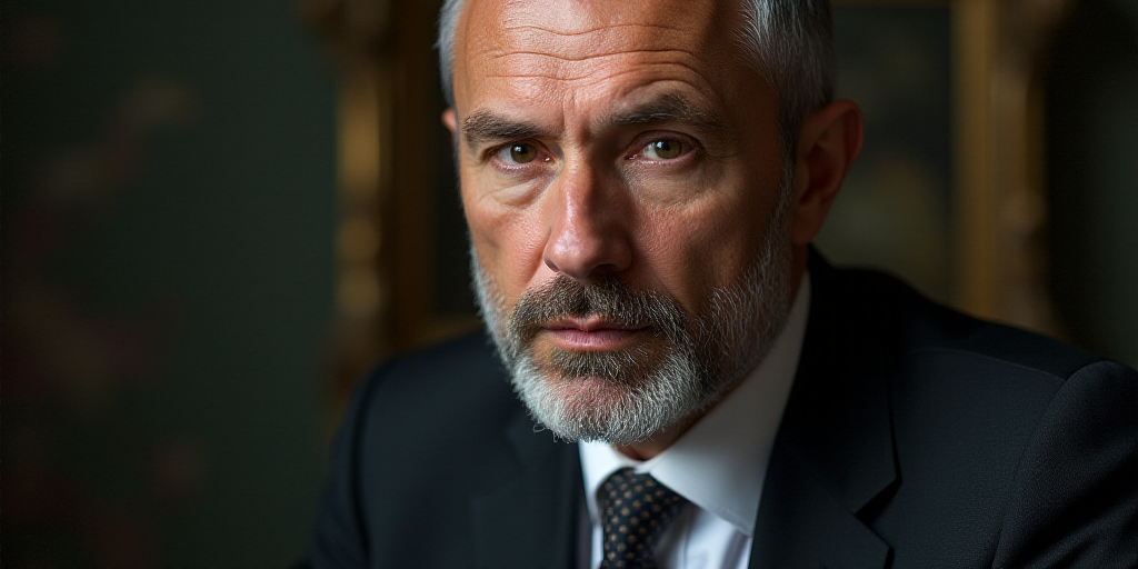 a close up of a man with a suit and tie on and a tie around his neck and a suit on, Boris Vladimirsk