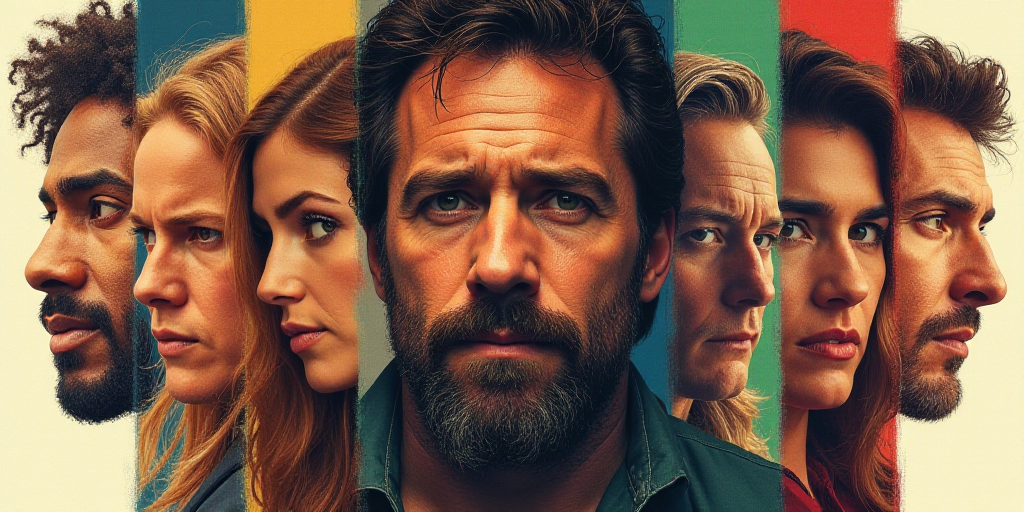 a collage of people and their faces in different pictures and colors, including a man with a beard,