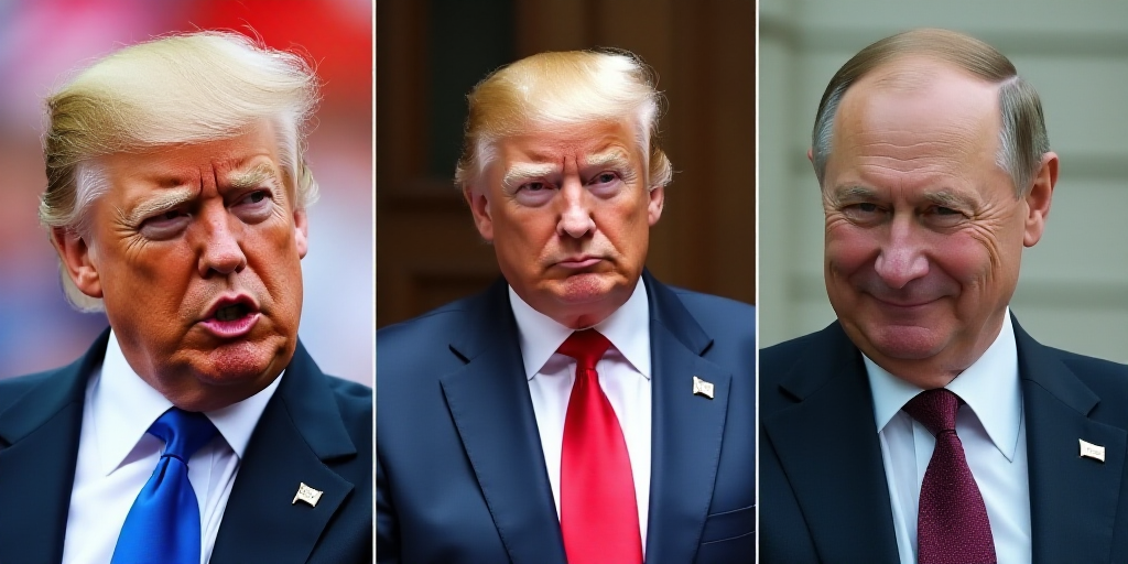 a collage of three different politicians including president donald trump and russian president dona