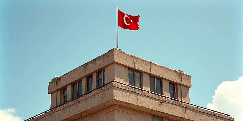 a flag on top of a building with a sign in front of it that says stcc and a flag on top of a buildin