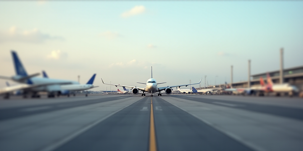 a group of airplanes parked on a runway at an airport with a bridge in the background in the backgro