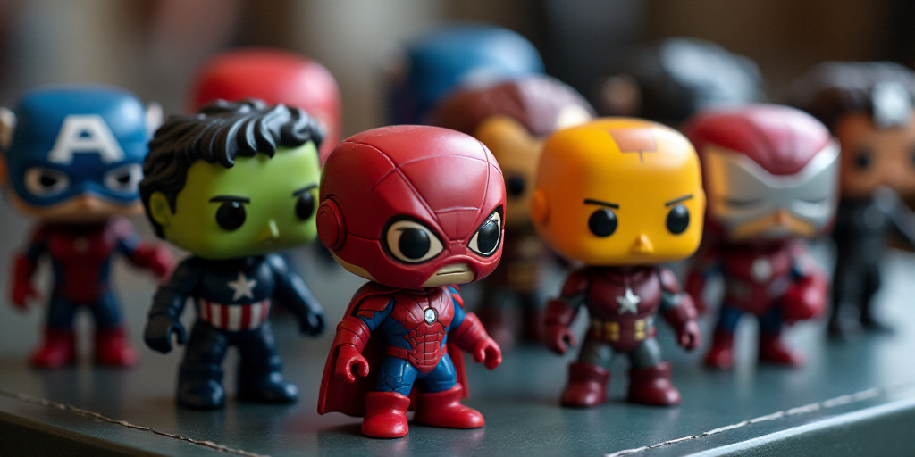 a group of avengers pop - up figures are shown in a box with the pop - up figures in each, Avgust Č