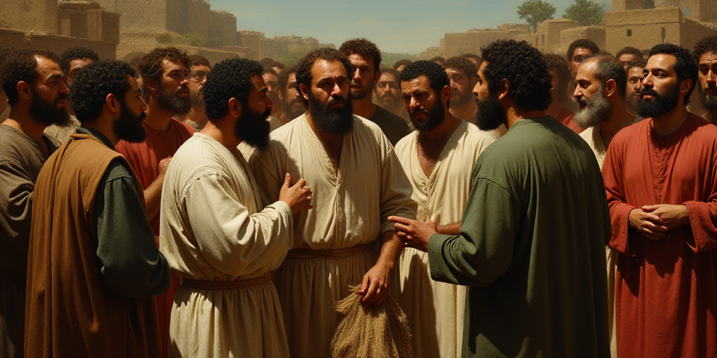 a group of men standing around each other in front of a crowd of people with their mouths open and o