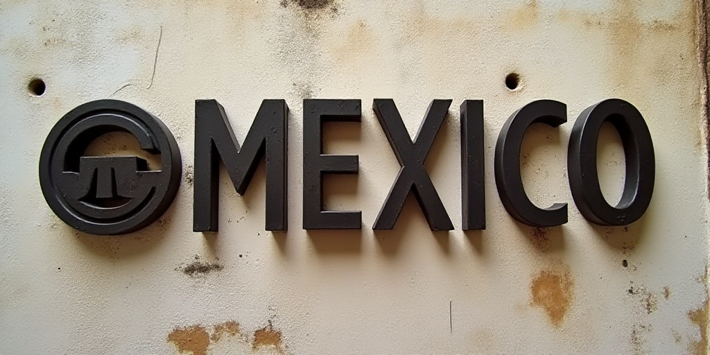 a group of metal letters on a wall with a logo on it that says grupomexico on it, David Alfaro Sique