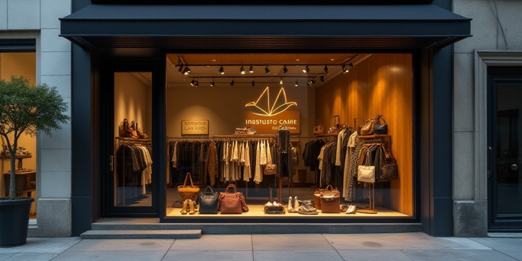 a logo for a company that sells accessories and accessories for sale in the store's storefront windo