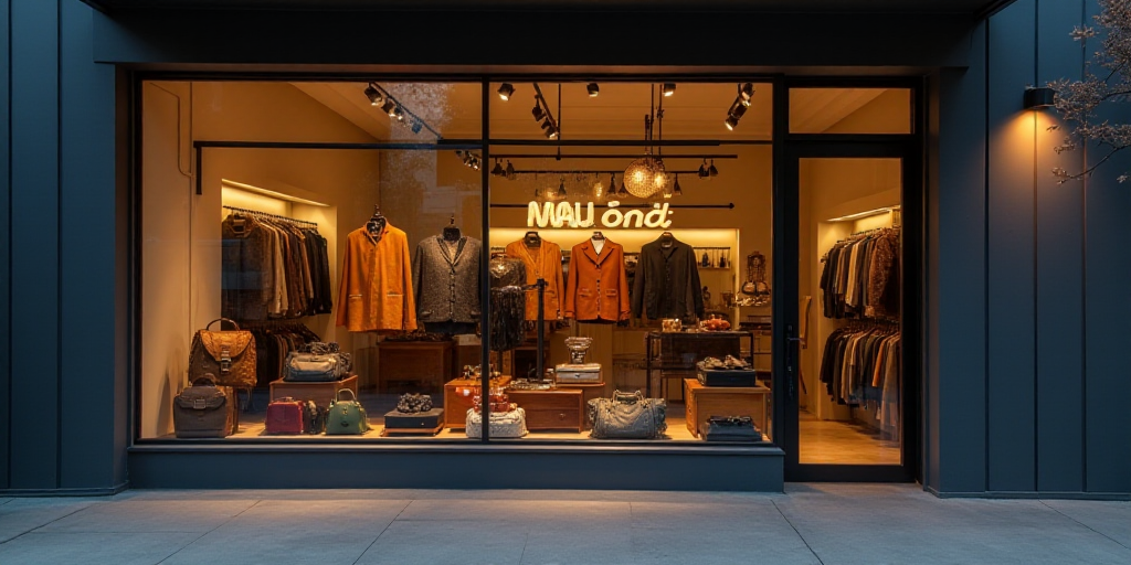 a logo for a company that sells accessories and accessories for sale in the store's storefront windo