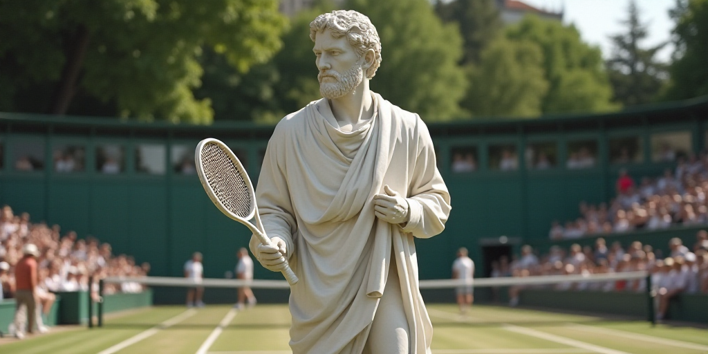 a man holding a tennis racquet in his hands while standing on a tennis court with a crowd watching,